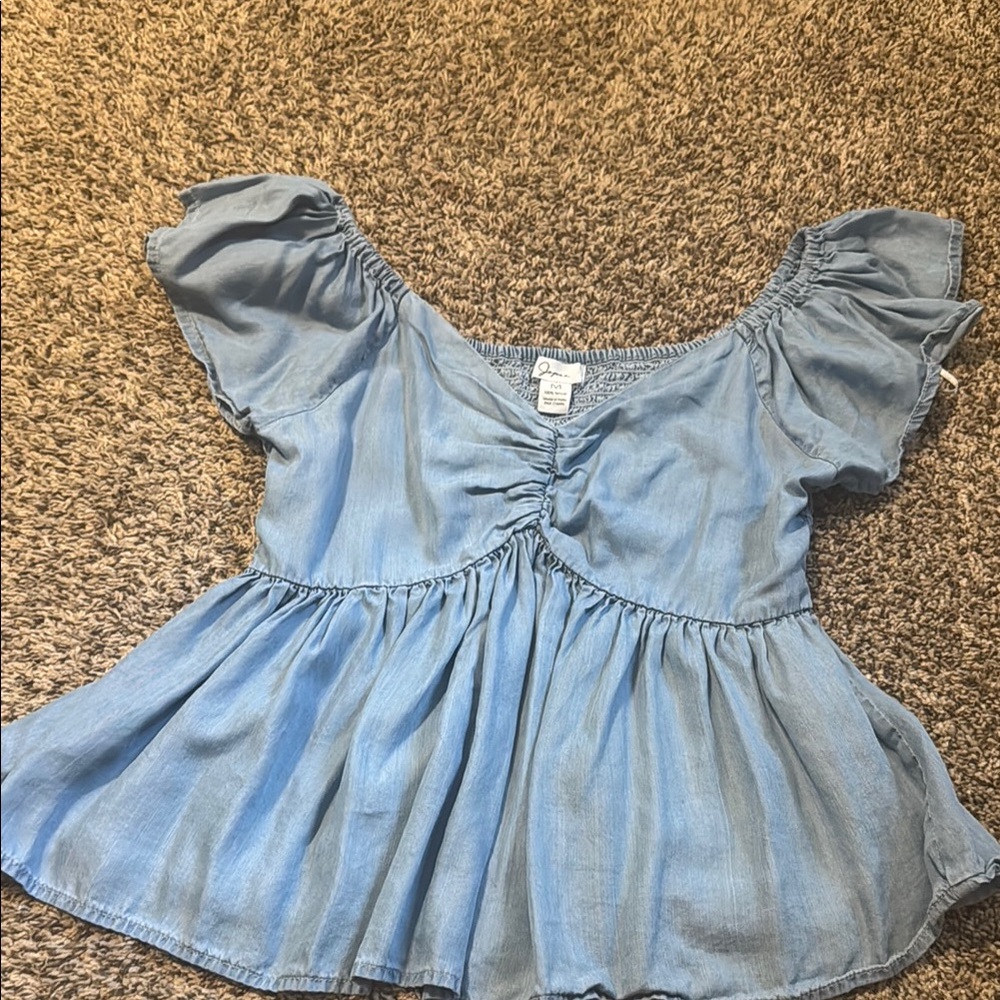 Women's Blue Peasant Top